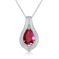 Vintage-Inspired Lab-Created Ruby Pendant - 925 Silver Heirloom-Quality Necklace
