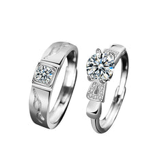 His & Hers Moissanite Promise Rings – Platinum-Plated 925 Silver ‘Deer to Love’ Collection