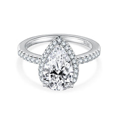 Felistly Jewelry: 3ct Pear Moissanite Solitaire Ring | 18K Gold Plated Sterling Silver | Diamond-like Jewelry