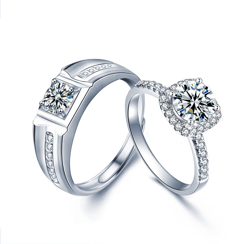 "His & Hers Moissanite Wedding Bands - Platinum Plated 925 Silver (Destined Love Collection)