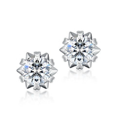 Snowflake Moissanite Studs - 925 Silver Everyday Jewelry (Birthday/Christmas Gift)
