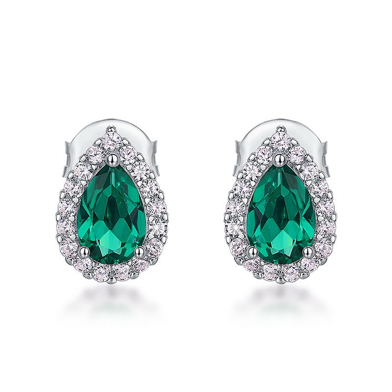 Minimalist Luxury Teardrop Earrings for Women – S925 Silver with Lab-Created Colored Gemstones