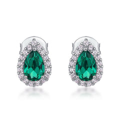 Minimalist Luxury Teardrop Earrings for Women – S925 Silver with Lab-Created Colored Gemstones