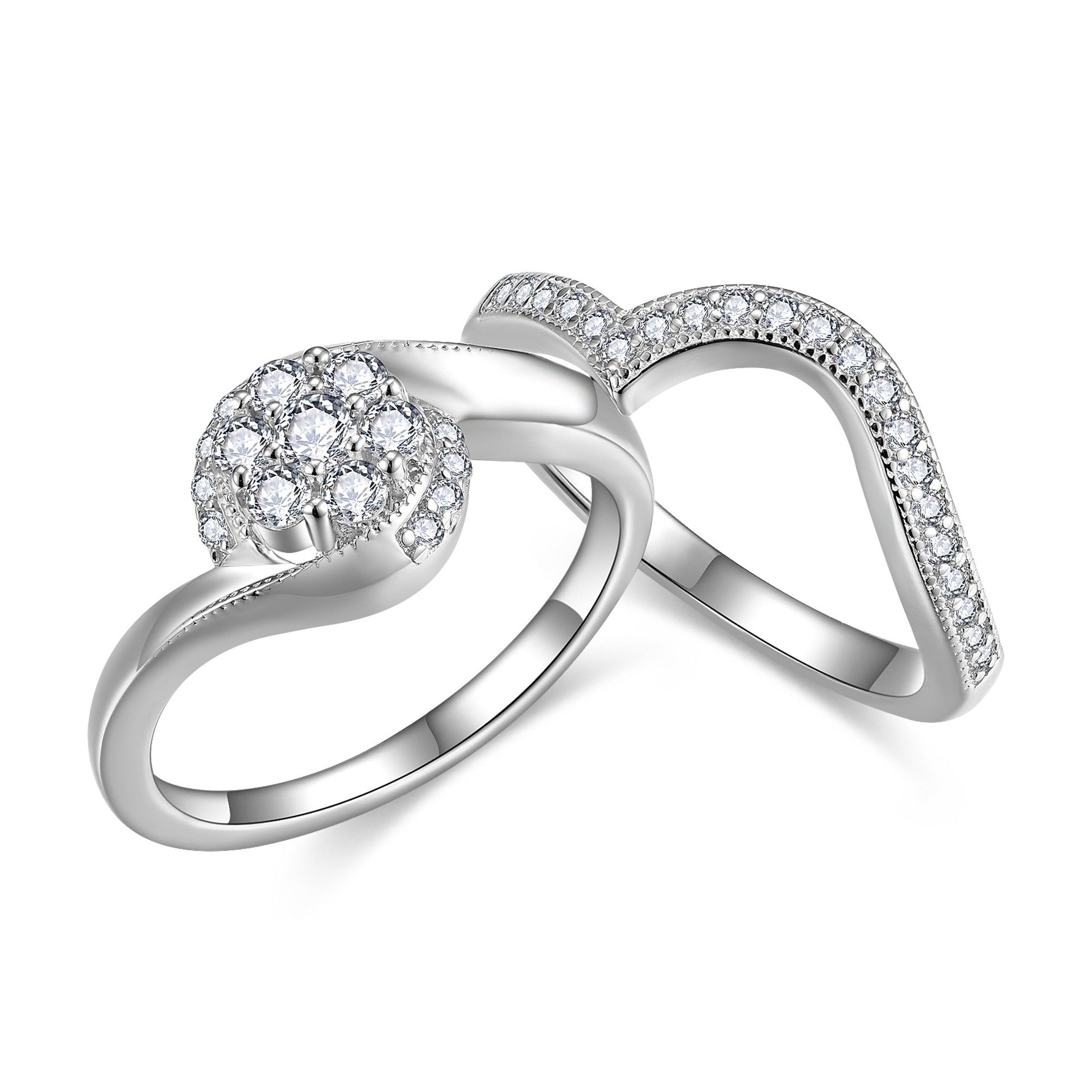 Antique-Inspired Snowflake Moissanite Ring – Platinum Over Sterling Silver