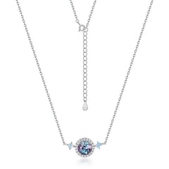 Designer Alexandrite Color-Shift Necklace – 925 Silver Halo Pendant with Princess Chain