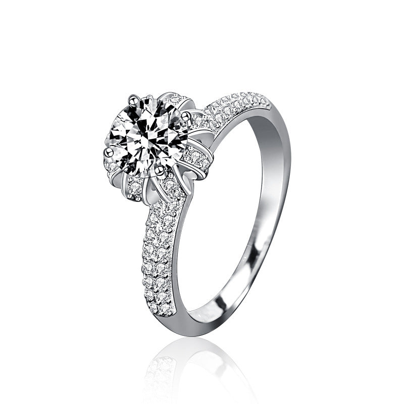 Crown for Love Moissanite Ring - Platinum Plated 925 Silver engagement rings for women