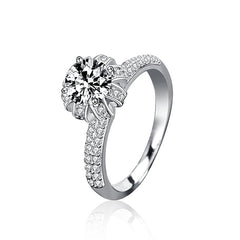Crown for Love Moissanite Ring - Platinum Plated 925 Silver engagement rings for women