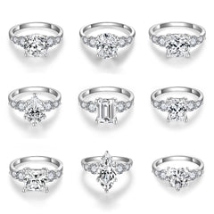 Felistly Jewelry: 3 Carat Moissanite Five-Stone Ring - Unique Design in Sterling Silver 18K Gold Plated, Engagement Ring for Women