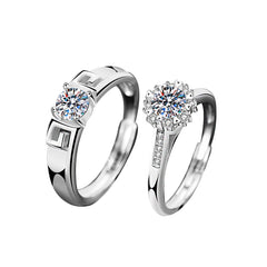 Timeless Love Series Couple Rings – Moissanite in 925 Sterling Silver with Platinum Plating