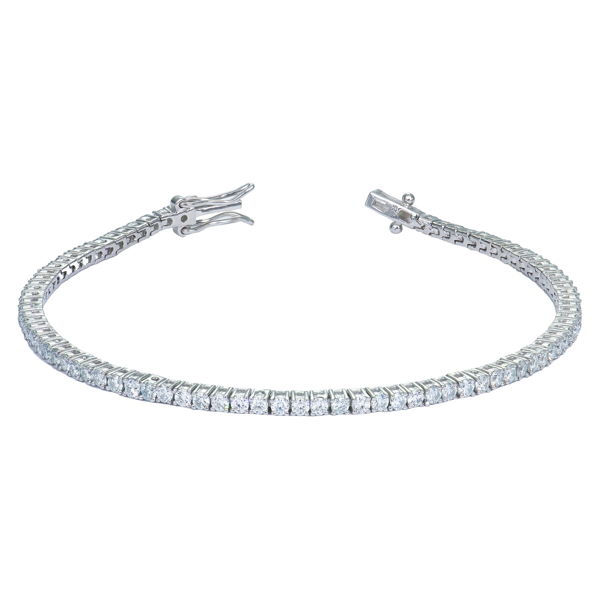 Felistly Jewelry 2-4mm Dainty Moissanite Tennis Bracelet for Women - Solid 925 Sterling Silver Full Circle Pavé Setting Delicate Jewelry