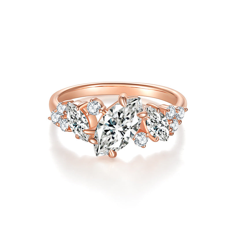Felistly Jewelry: engagement rings for women| Bestselling Asymmetric Marquise 1ct Moissanite Ring in Sterling Silver 18K Rose Gold Plated - Trendy Women's Jewelry