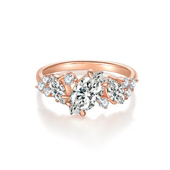 Felistly Jewelry: engagement rings for women| Bestselling Asymmetric Marquise 1ct Moissanite Ring in Sterling Silver 18K Rose Gold Plated - Trendy Women's Jewelry