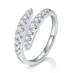 wedding bands for women moissanite| Viral 1ct D Moissanite Open Ring - Rhodium Plated 925 Silver Double Stackable Band