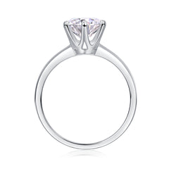 3ct Classic 6-Prong Moissanite Solitaire Ring - Platinum Plated 925 Silver | vintage inspired moissanite engagement rings