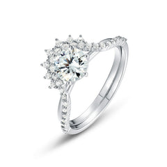 engagement rings for women | 1ct Stackable Moissanite Ring - Platinum Plated 925 Silver for Layered Elegance