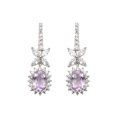 Nature-Inspired Floral Butterfly Earrings - 925 Silver & 18K Gold Long Drop Earrings with Natural Gemstones
