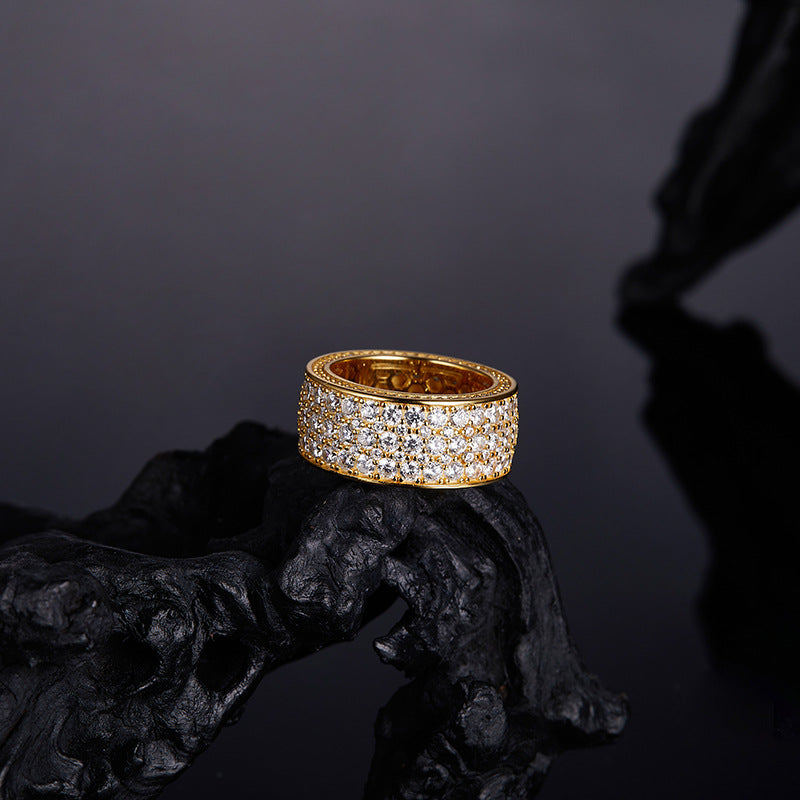 Men gents ring Viral Men's Icy Moissanite Ring - Hip-Hop Inspired Pavé with Edgy Cut-Outs