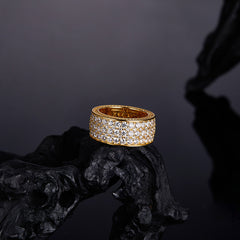 Men gents ring Viral Men's Icy Moissanite Ring - Hip-Hop Inspired Pavé with Edgy Cut-Outs