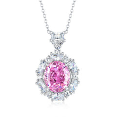 Dainty Snowflake Pink Sapphire Pendant - 925 Silver Lab-Grown Gemstone Necklace for Women