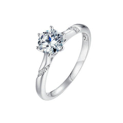engagement rings for women | 1ct Moissanite Engagement Ring – Twisted Band in Platinum Plated 925 Silver | vintage inspired moissanite engagement rings
