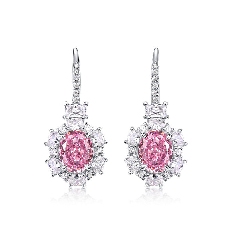 Pink Snowflake Diamond Earrings – 925 Silver Lab-Grown Trendy Jewelry
