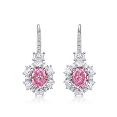 Pink Snowflake Diamond Earrings – 925 Silver Lab-Grown Trendy Jewelry
