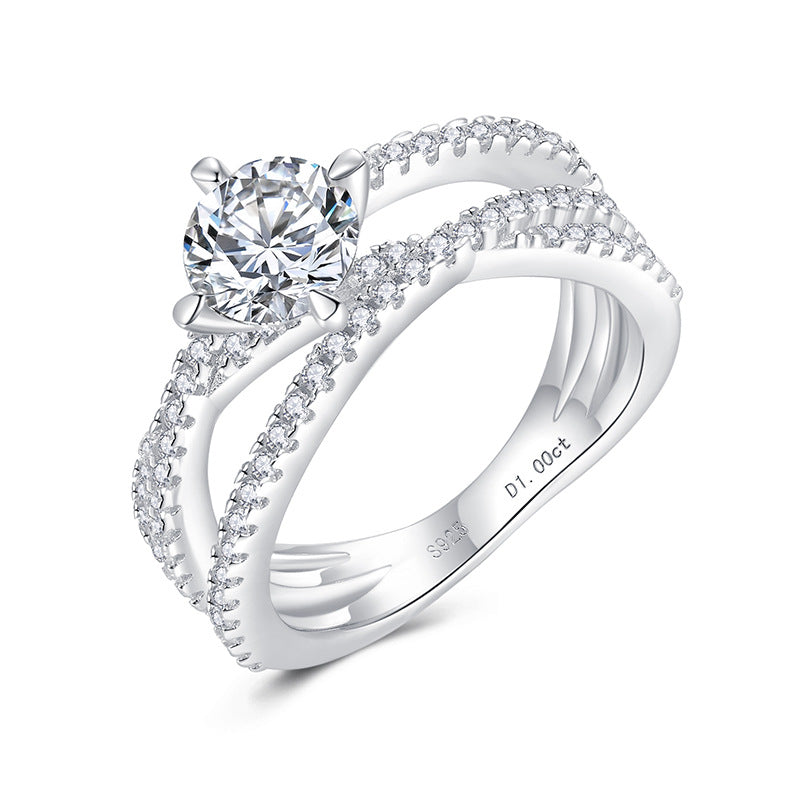 Three Lifetimes Love: 1ct D Color Moissanite Rhodium Ring - Mismatched Stackable Design |engagement rings for women