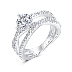Three Lifetimes Love: 1ct D Color Moissanite Rhodium Ring - Mismatched Stackable Design |engagement rings for women