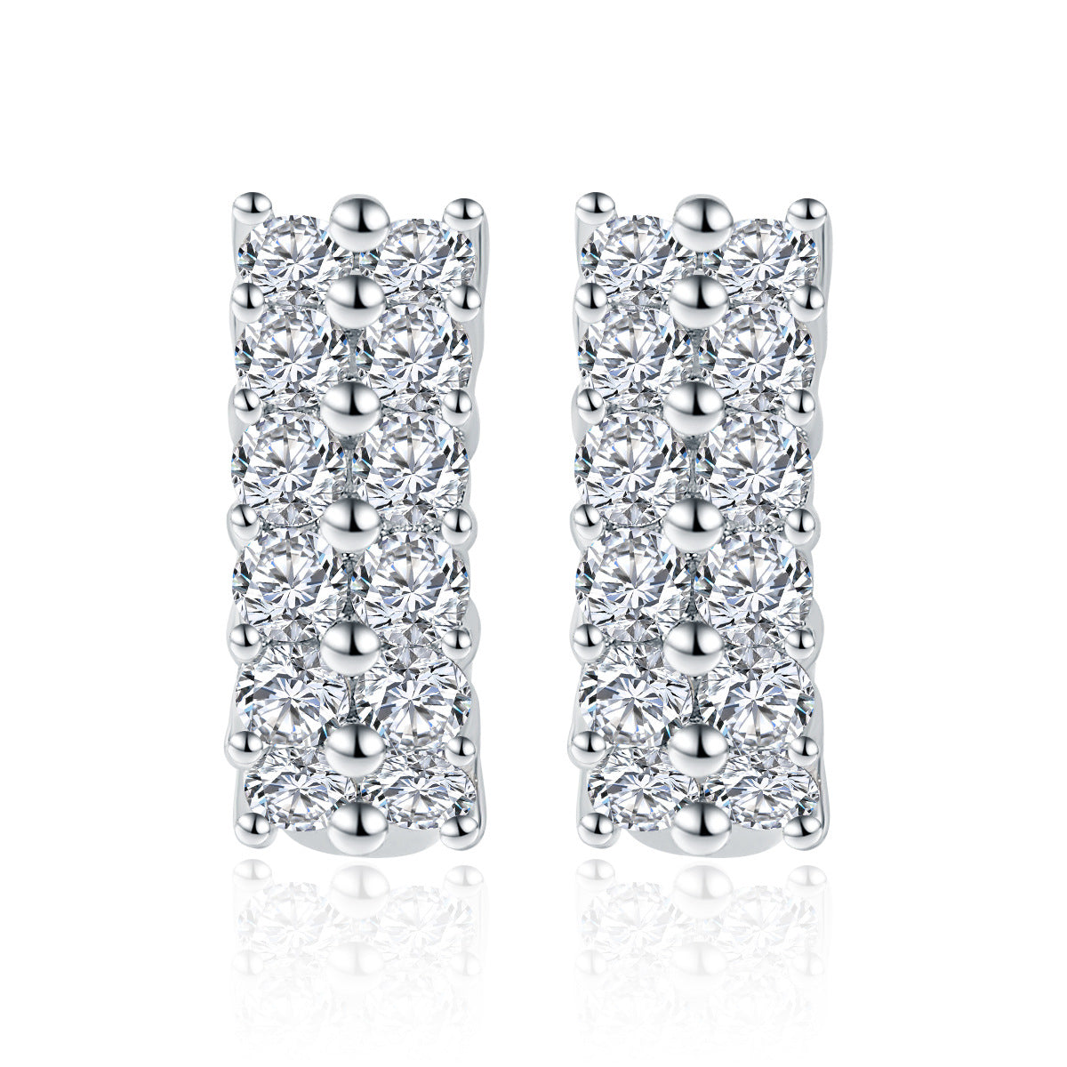 Double Row D Color Moissanite Studs - 18K Gold Plated 925 Silver Everyday Luxury