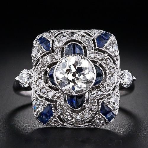 Felistly Jewelry: Sapphire Ring for Women, Premium European & American Jewelry, Engagement Ring, White Gold Plated, Luxury Gift