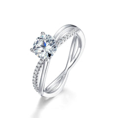 engagement rings for women | 1ct Moissanite Twist Band Ring - Platinum Plated 925 Silver Women's Jewelry | vintage inspired moissanite engagement rings