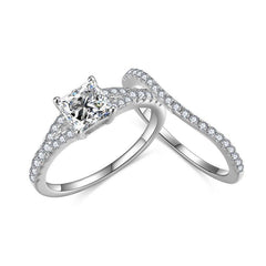 Princess Cut 1ct Moissanite Ring - 925 Silver with Platinum Plating