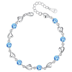 Felistly Jewelry: Ocean Heart S925 Sterling Silver Bracelet for Women - Luxury Minimalist Heart-Shaped Diamond Accent Design