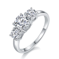 moissanite vintage rings three-Stone 1ct & 2*0.5ct D Moissanite Ring - Platinum Plated 925 Silver 'Three Lives' Jewelry engagement rings for women