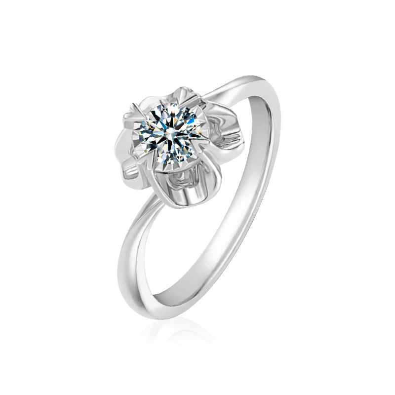 Luxury Rectangular Moissanite Ring – Snow Kiss Collection (Platinum-Plated 925 Silver)