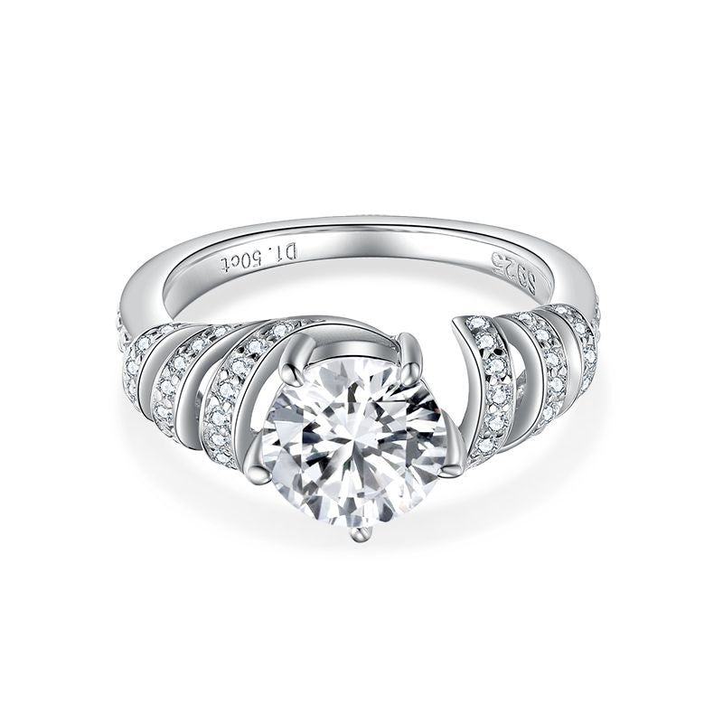 engagement rings for women | 1.5ct D Color Moissanite Engagement Ring – Rhodium-Plated 925 Silver | moissanite vintage rings