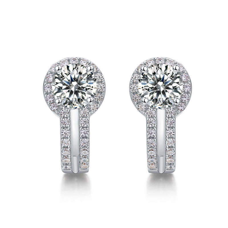 Women's 4-Prong Moissanite Stud Earrings - 925 Silver Minimalist Everyday Jewelry