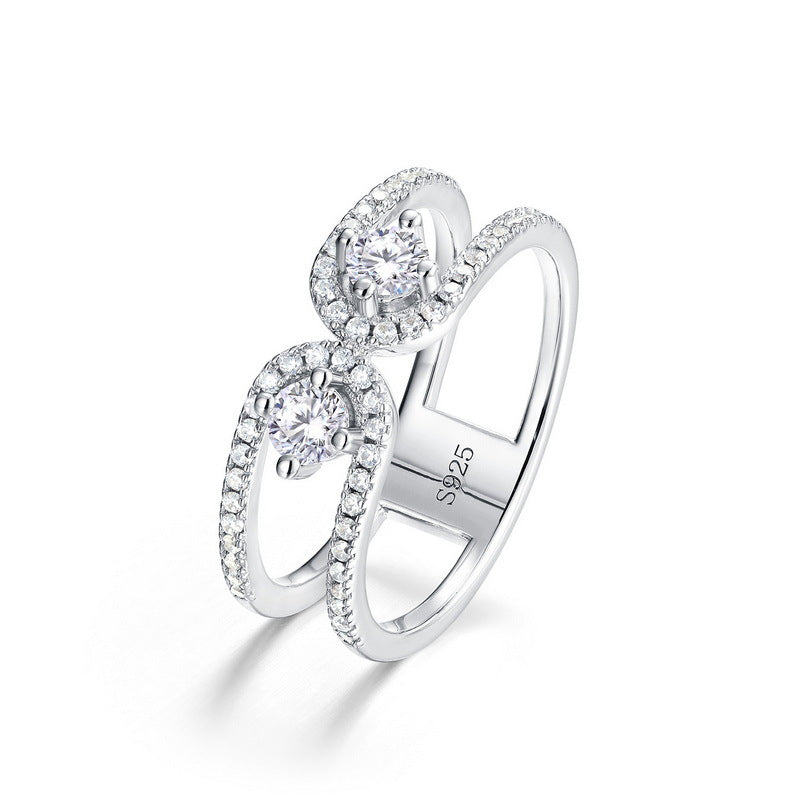 wedding bands for women moissanite Designer U-Shaped Moissanite Ring - Platinum Plated 925 Silver