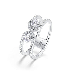 wedding bands for women moissanite Designer U-Shaped Moissanite Ring - Platinum Plated 925 Silver