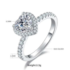 engagement rings for women 1-Carat D Color Moissanite Heart-Shaped Ring - Sterling Silver Rhodium Plated for Women |elongated cushion cut with wedding band