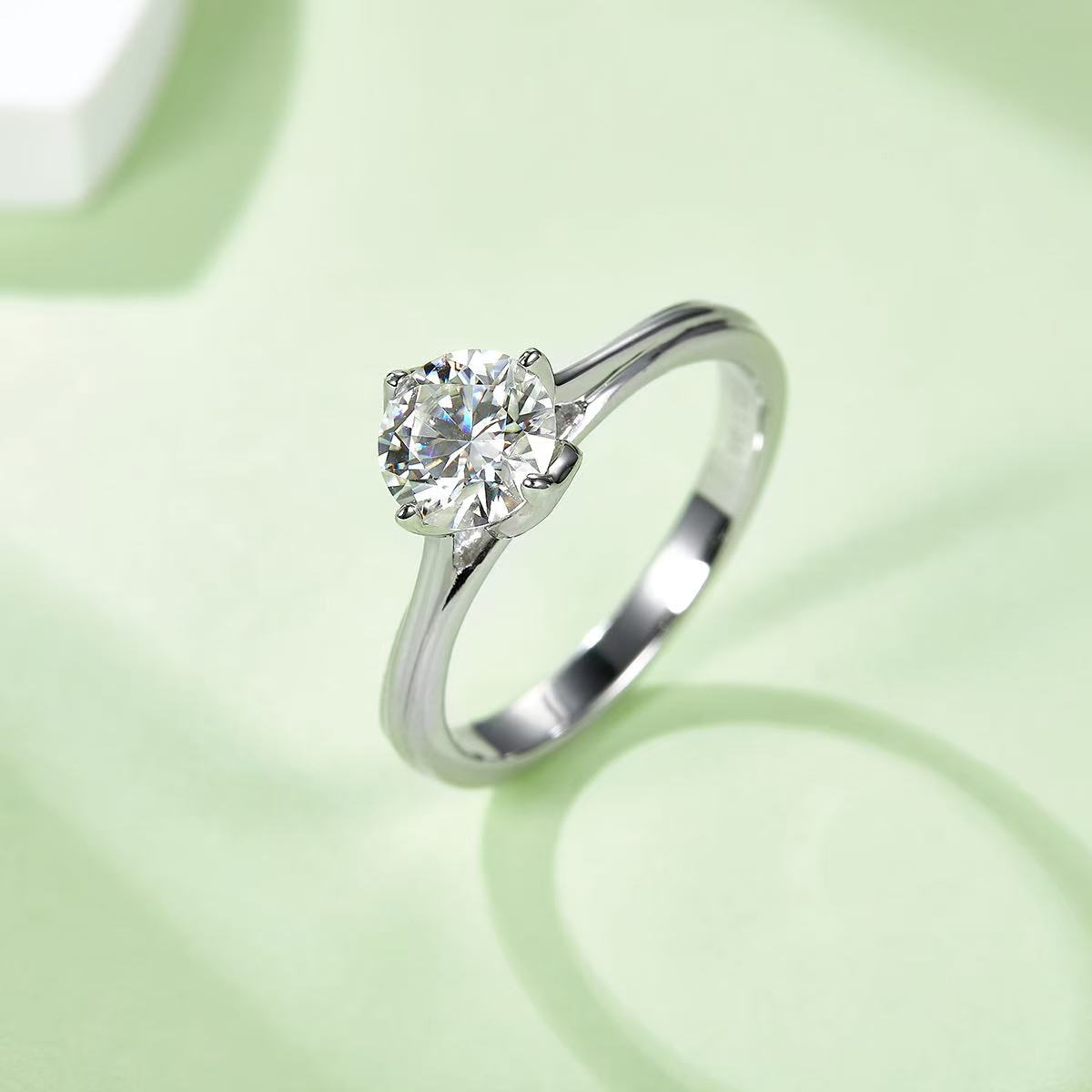 engagement rings for women| Lotus Collection: 1ct D Color Moissanite Ring - Rhodium Plated 925 Silver|moissanite vintage rings
