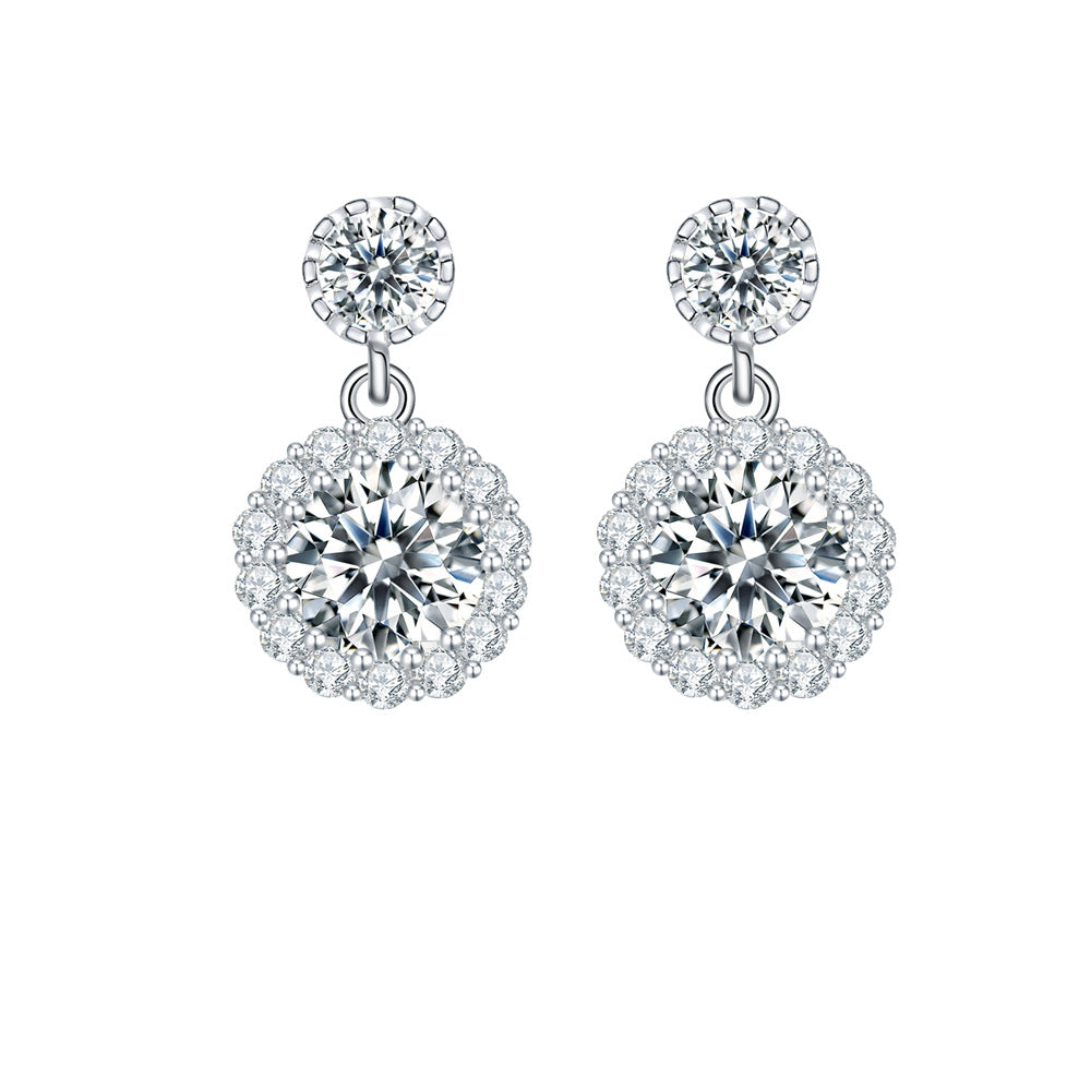 Full Pavé Moissanite Stud Earrings in S925 Sterling Silver – Classic Round Halo Setting (Perfect Gift for Her)