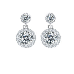 Full Pavé Moissanite Stud Earrings in S925 Sterling Silver – Classic Round Halo Setting (Perfect Gift for Her)