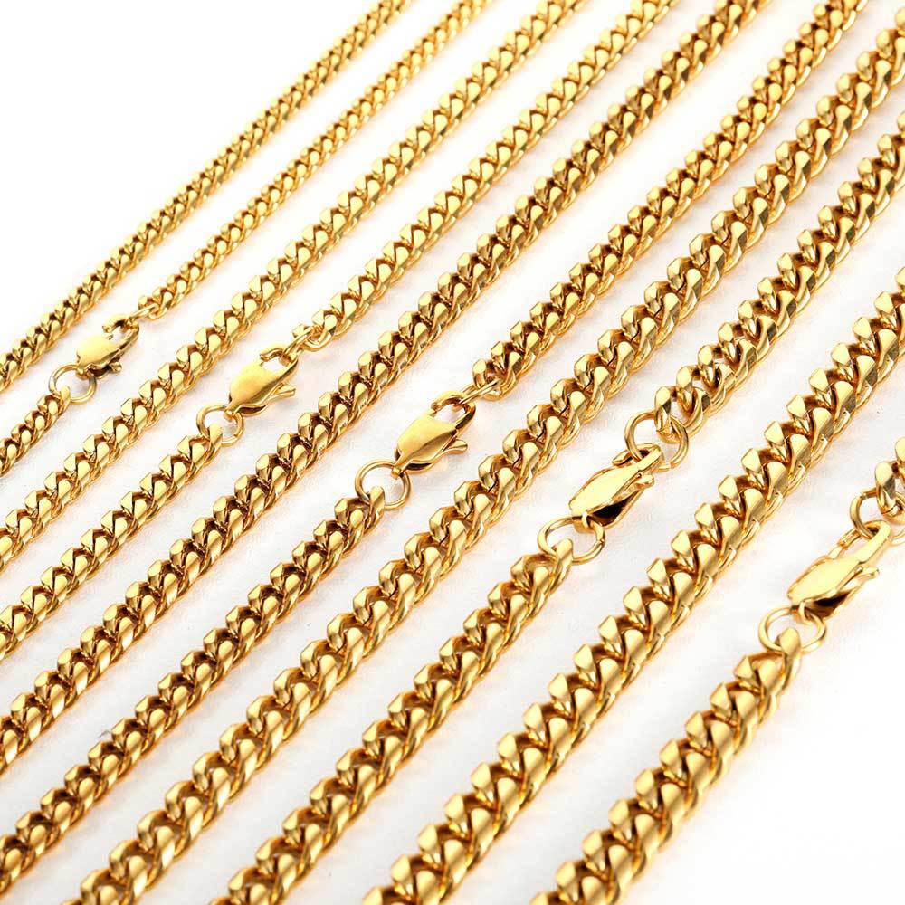 Felistly Jewelry Hip Hop Titanium Steel Cuban Link Chain for Men – 18K Gold Plated Secure Lobster Clasp Anti-Tarnish Trendy Necklace