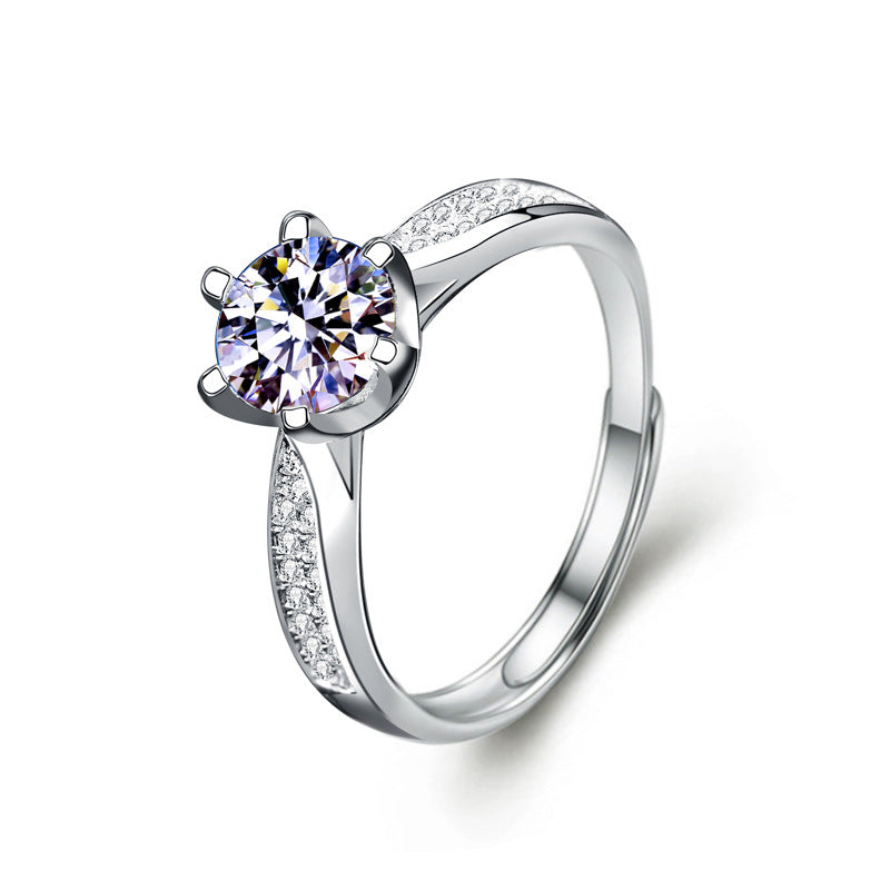 Eternity Duo: Platinum-Plated Moissanite Couple Rings in Sterling Silver