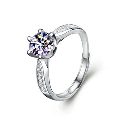 Eternity Duo: Platinum-Plated Moissanite Couple Rings in Sterling Silver