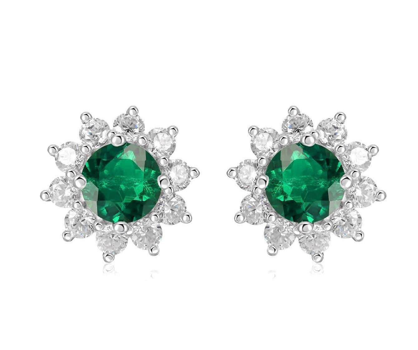 Floral Ruby Stud Earrings - Lab-Created Gemstone 925 Silver Everyday Jewelry