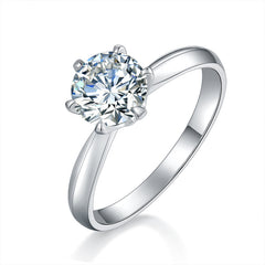 3ct Classic 6-Prong Moissanite Solitaire Ring - Platinum Plated 925 Silver | vintage inspired moissanite engagement rings