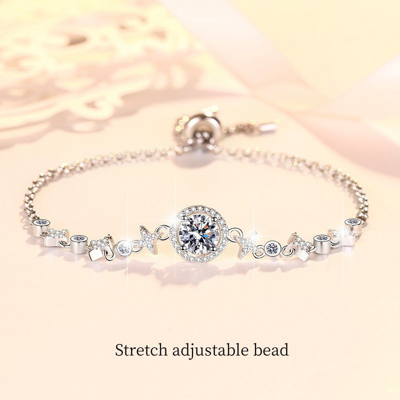 Felistly Jewelry: Adjustable Moissanite Bead Bracelet - 925 Silver Minimalist Jewelry for Women