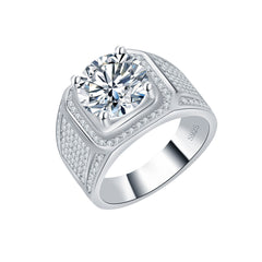 men gents ring Statement 5ct Moissanite Gold-Plated Ring - Premium 925 Silver Men's Jewelry